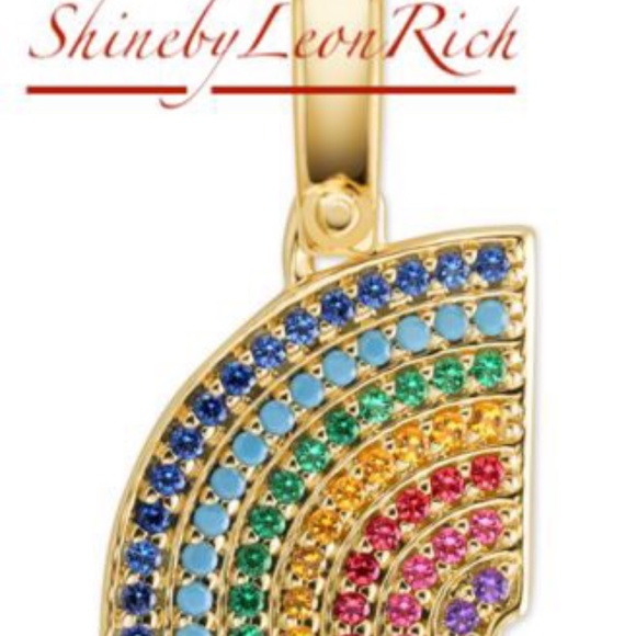 COPY - Michael Kors Gold-Tone Sterling Silver Multicolor Pavé Rainbow Charm - Picture 1 of 6